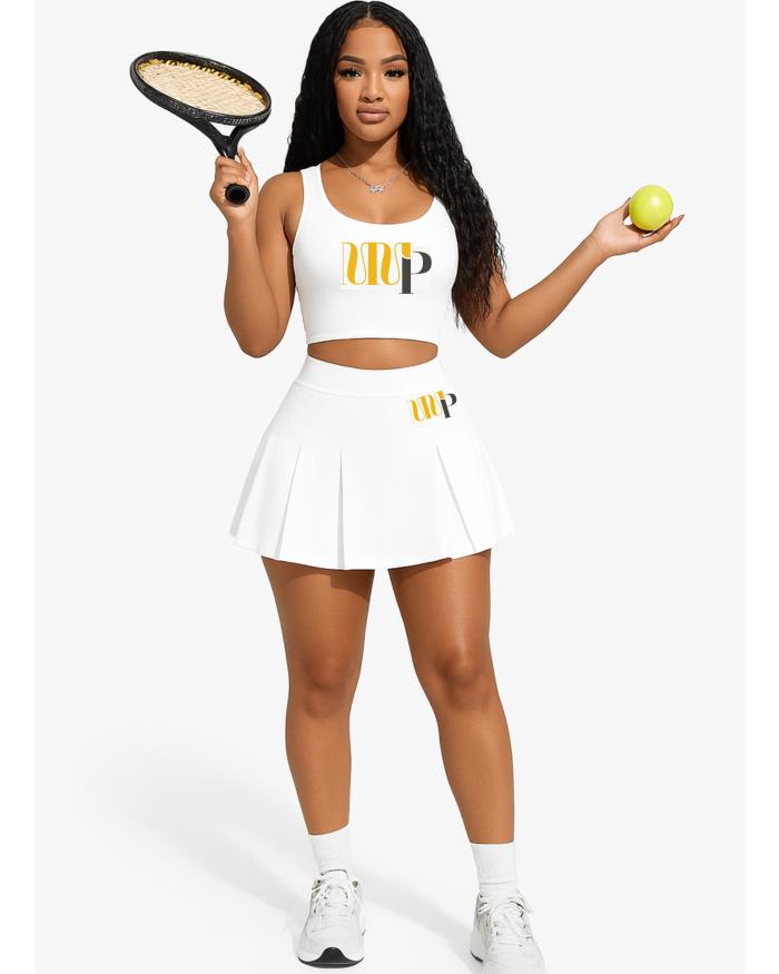 Women's 2-Piece Tennis Outfit - Sporty & Stylish Set Top + Skirt for Enhanced Performance and Fashionable Look Black Color