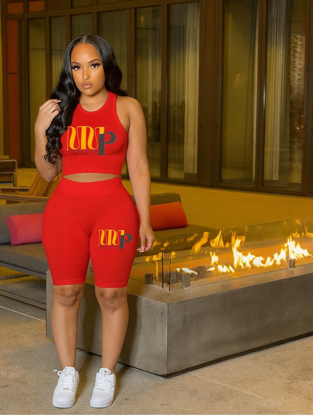 Women's 2-Piece Workout Set - Crop Top & Biker Shorts for Enhanced Movement and Comfort Ideal for Diverse Fitness Activities