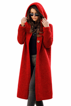 Women’s Long Knitted Cardigan Coat with Hood – Casual Winter Sweater