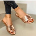 Women's Cross Strap Slide Sandals – Elegant Summer Flat Slippers