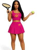 Women's 2-Piece Tennis Outfit - Sporty & Stylish Set Top + Skirt for Enhanced Performance and Fashionable Look Black Color
