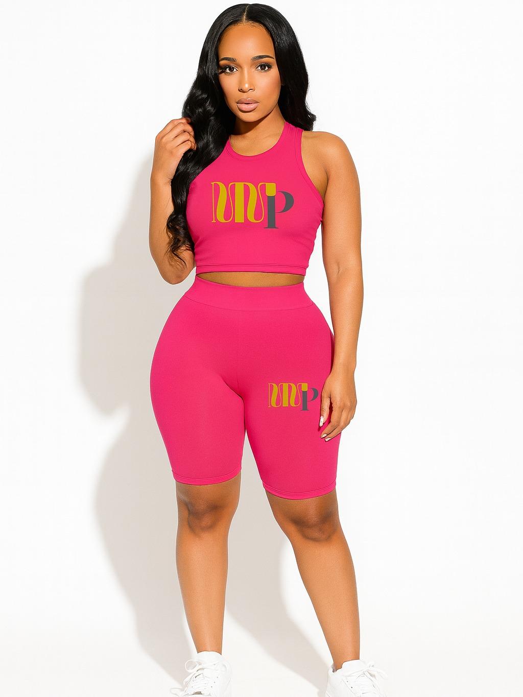 Women's 2-Piece Workout Set - Crop Top & Biker Shorts for Enhanced Movement and Comfort Ideal for Diverse Fitness Activities